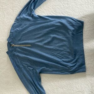 Peter Millar Light Blue Quarter-Zip Pullover Cotton and cashmere mix